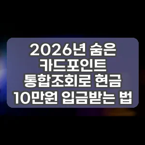 2026년 숨은 카드포인트 통합조회로 현금 10만원 입금받는 법