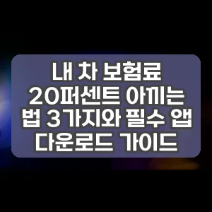 내 차 보험료 20퍼센트 아끼는 법 3가지와 필수 앱 다운로드 가이드