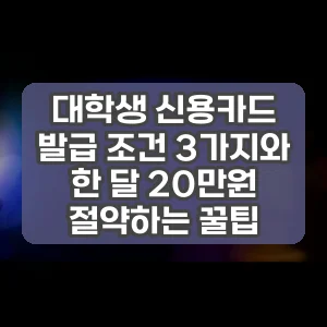 대학생 신용카드 발급 조건 3가지와 한 달 20만원 절약하는 꿀팁