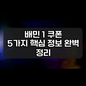 배민 1 쿠폰 | 5가지 핵심 정보 완벽 정리
