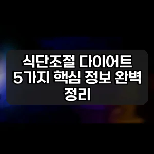식단조절 다이어트 | 5가지 핵심 정보 완벽 정리