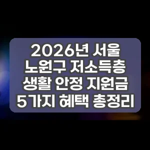 2026년 서울 노원구 저소득층 생활 안정 지원금 5가지 혜택 총정리