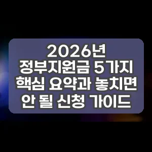 2026년 정부지원금 5가지 핵심 요약과 놓치면 안 될 신청 가이드