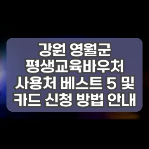 강원 영월군 평생교육바우처 사용처 베스트 5 및 카드 신청 방법 안내 썸네일