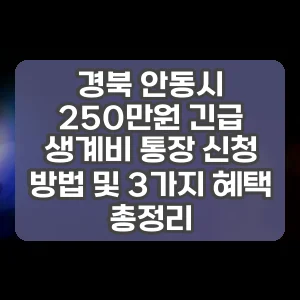 경북 안동시 250만원 긴급 생계비 통장 신청 방법 및 3가지 혜택 총정리