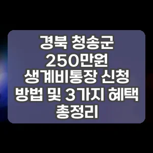 경북 청송군 250만원 생계비통장 신청 방법 및 3가지 혜택 총정리