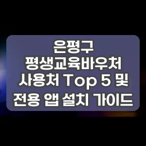 은평구 평생교육바우처 사용처 Top 5 및 전용 앱 설치 가이드