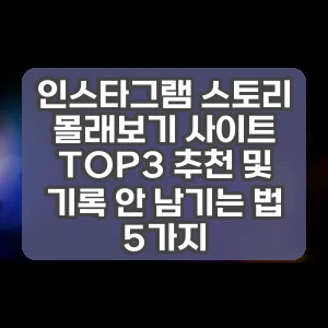 인스타그램 스토리 몰래보기 사이트 TOP3 추천 및 기록 안 남기는 법 5가지