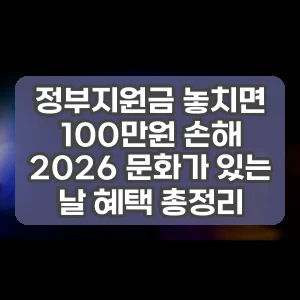 정부지원금 놓치면 100만원 손해 2026 문화가 있는 날 혜택 총정리