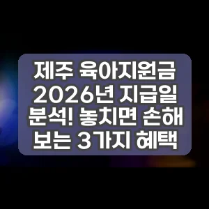 제주 육아지원금 2026년 지급일 분석! 놓치면 손해 보는 3가지 혜택
