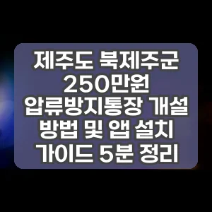 제주도 북제주군 250만원 압류방지통장 개설 방법 및 앱 설치 가이드 5분 정리