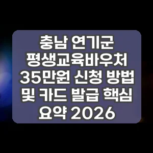 충남 연기군 평생교육바우처 35만원 신청 방법 및 카드 발급 핵심 요약 2026